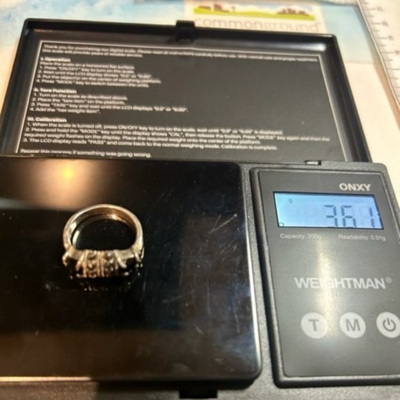 VTG 925 Sterling Black Onyx Marcasite RING - Picture 9 of 10